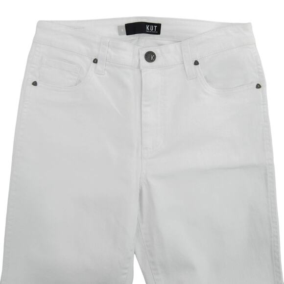 Kut From The Kloth Rachael High Rise Fab Ab Mom Raw Hem Optic White Size 0 - Picture 5 of 13